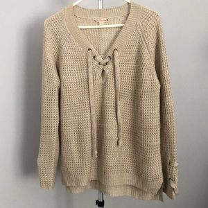 It’s Our Time Knit Sweater in Oatmeal Size Large